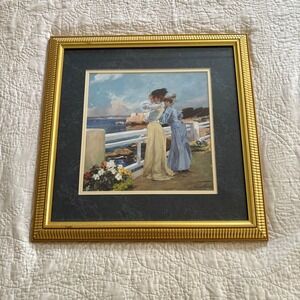 "The Seagulls 1906" Framed Vintage Albert Pierre Rene Maignan Print Coastal‎ Art
